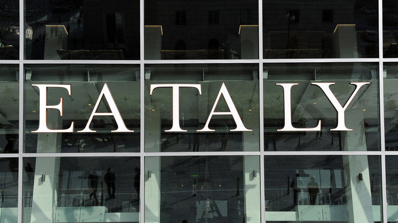 glass Eataly sign