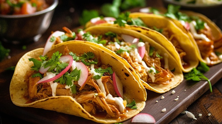 freshly made tacos on board