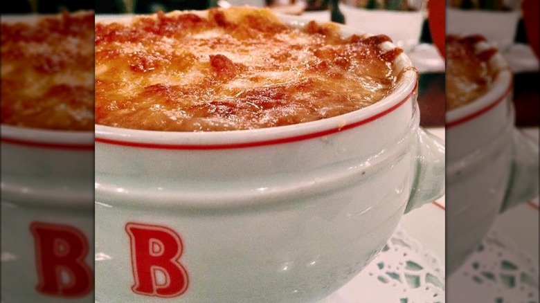 French onion soup in crock