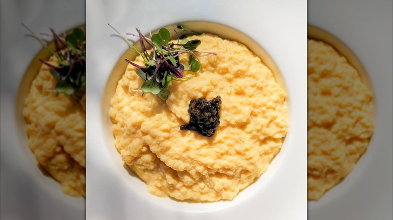 Bowl of scramble with caviar