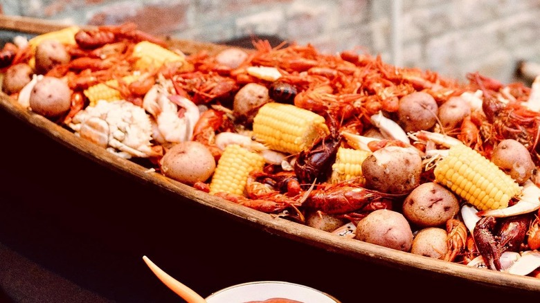 Corn and potato crawfish boil