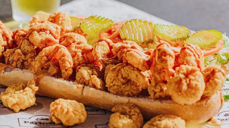 Parkway fried shrimp po'boy