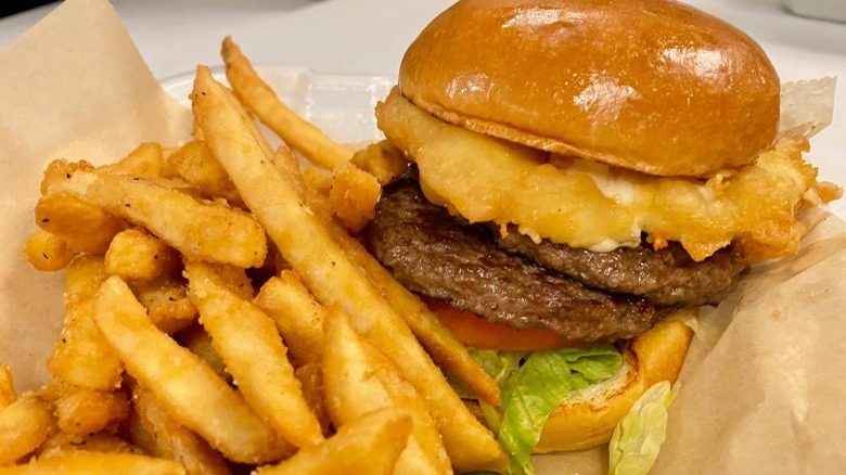 Cheeseburger and fries from Mullen's