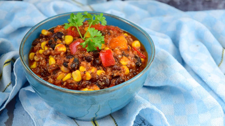 Chili with corn and peppers 