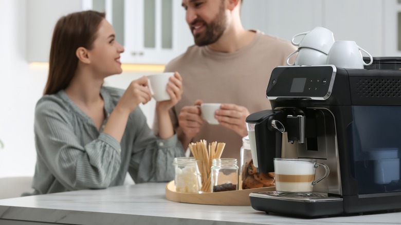 Espresso coffee maker on counter