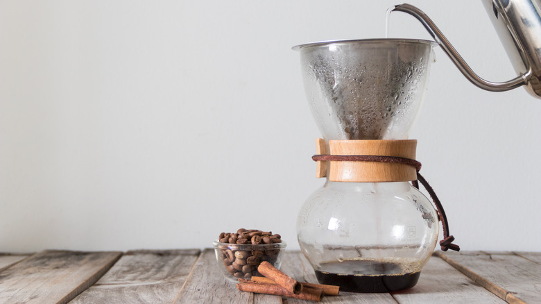 Pour over coffee on table