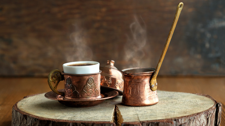 Turkish coffee on platter