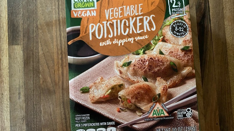 Frozen vegan vegetable potstickers box