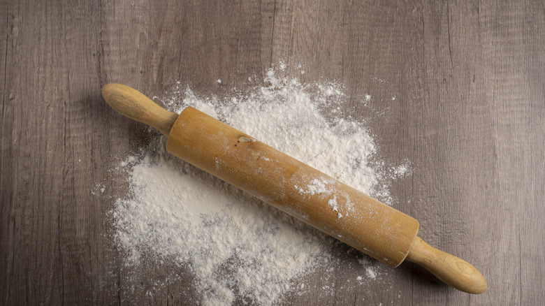 Rolling pin on counter 