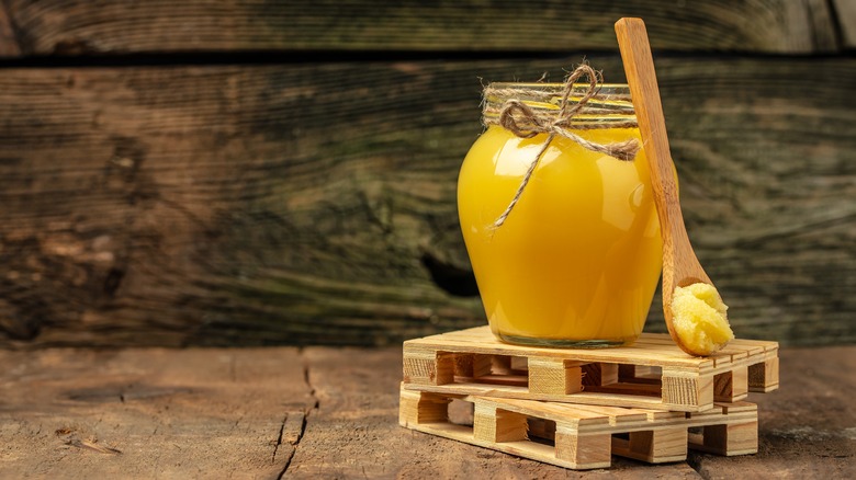 Clarified butter in jar