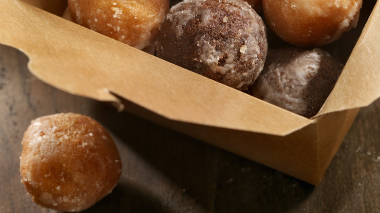 donut holes in a take out box