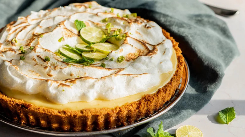 sweet and tart key lime pie in a dish