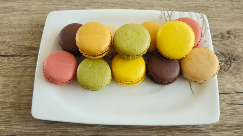 macaron biscuits in different colors