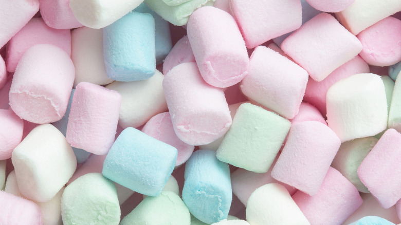 colorful marshmallows background close up