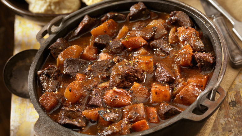 Stew in cast iron pot 