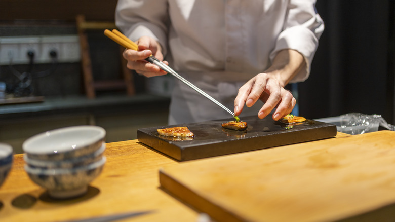 plating with chopsticks