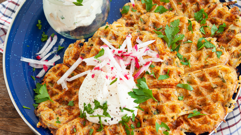 potato waffles with sour cream