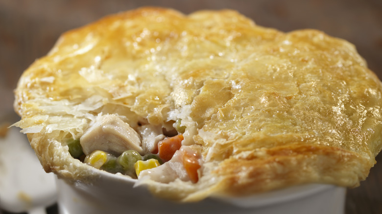 Chicken pot pie in container