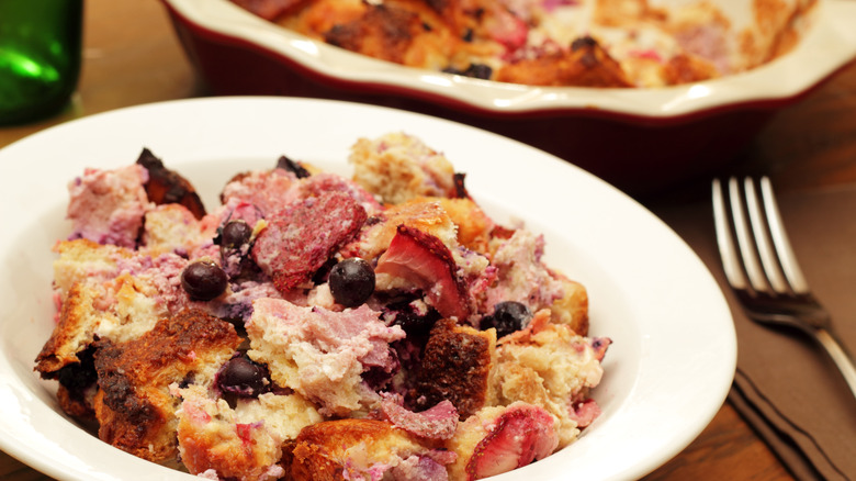 Bread pudding in dish