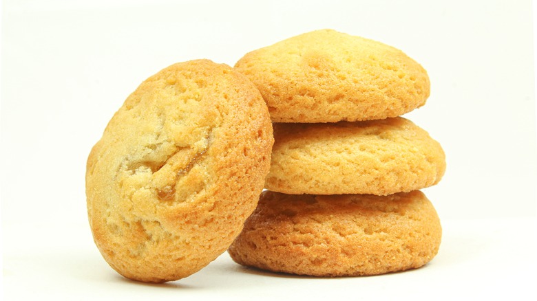 Soft sugar cookies against white background