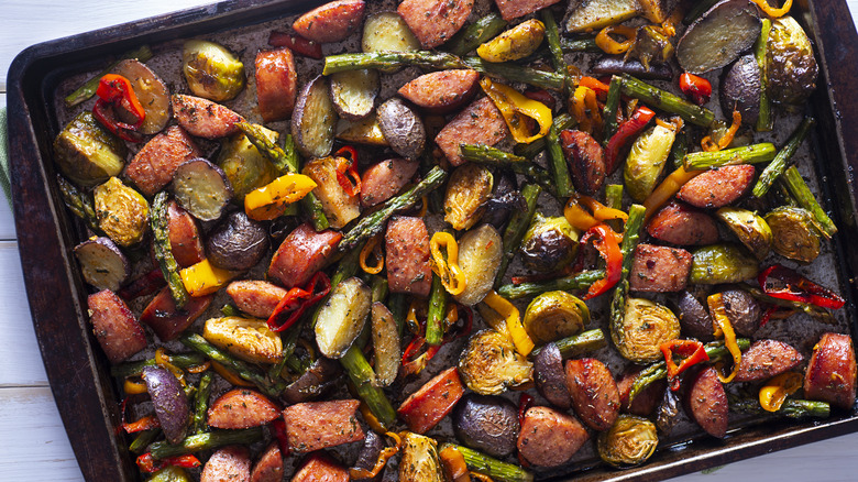 Roasted vegetables on sheet pan