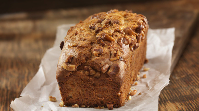 Banana bread on parchment