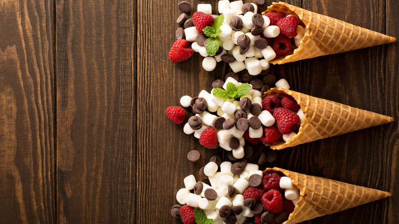 S'mores cones with ingredients