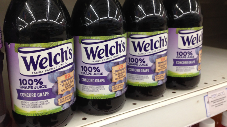 Bottles of Welch's concord grape juice