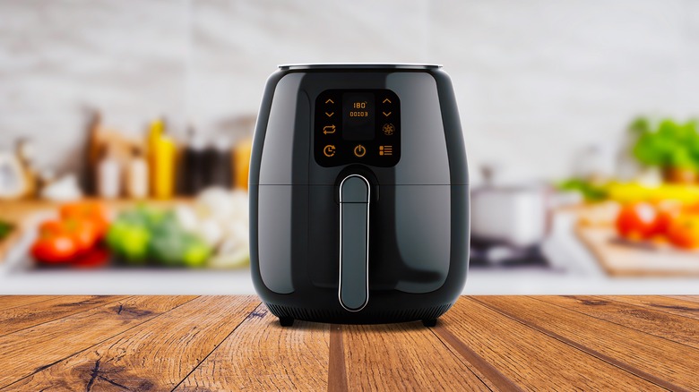 AIr fryer on kitchen shelf