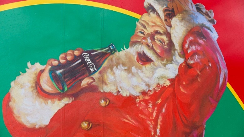 illustrated Santa with Coca-Cola