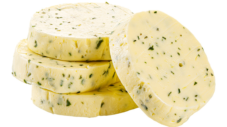 Stacks of herb butter