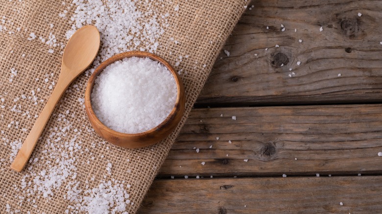 Bowl of salt with spoon