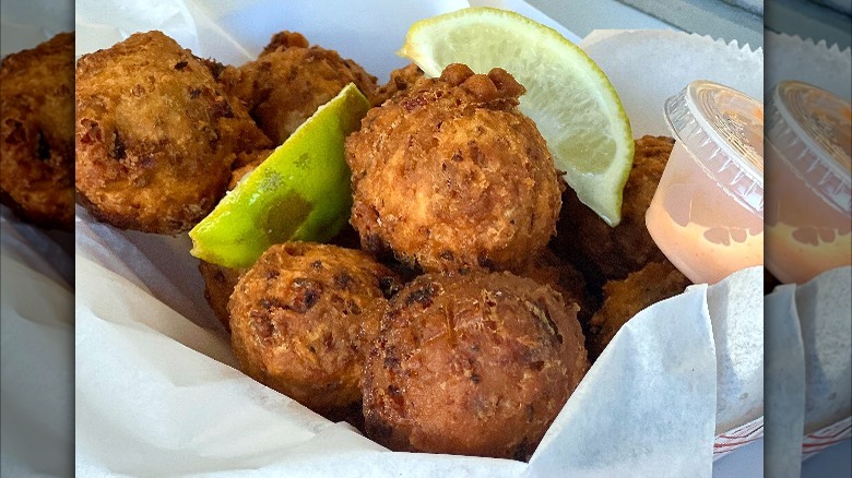 Conch fritters with dipping sauce