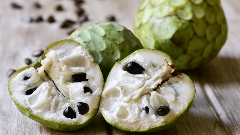 Split open custard apple