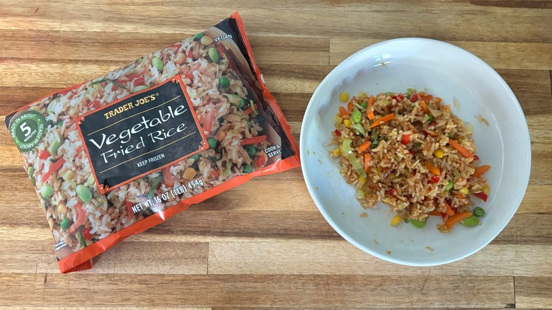 Trader Joe's vegetable fried rice on counter