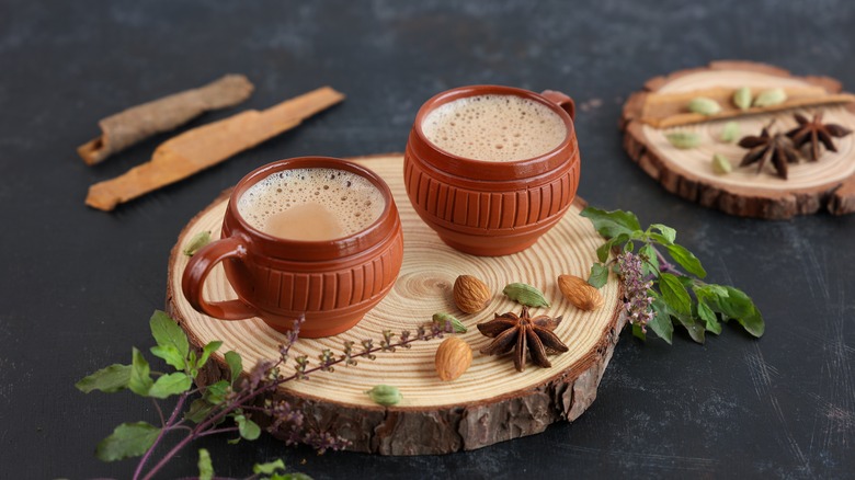 Cups of chai with spices