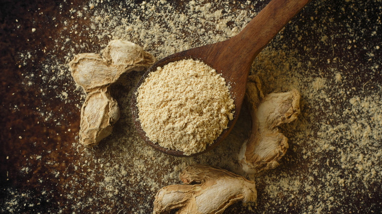 Dried ginger with spoon