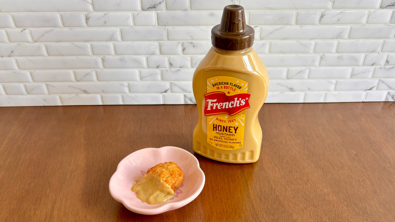 French's mustard with chicken nugget
