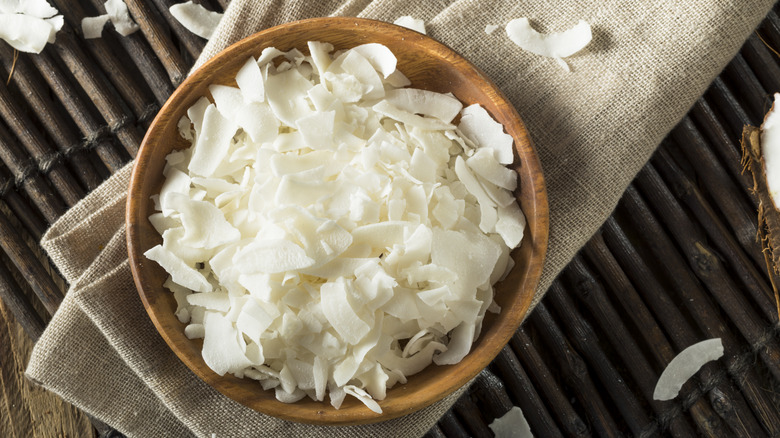 Coconut shreds in a bowl