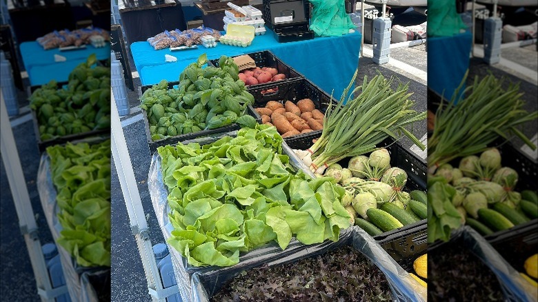 Fresh produce and egg stands