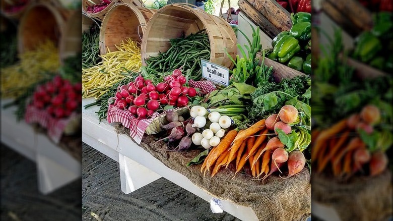 Produce stand at farmers market