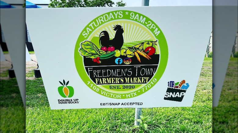 Freedmen's Town Farmers Market signage