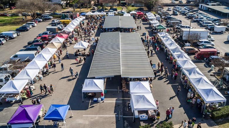 Farmers market lot aerial view