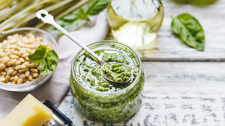 Pesto sauce in a bowl 