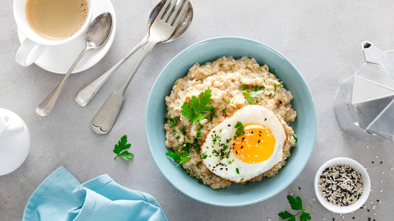 oatmeal with sunny-side up egg