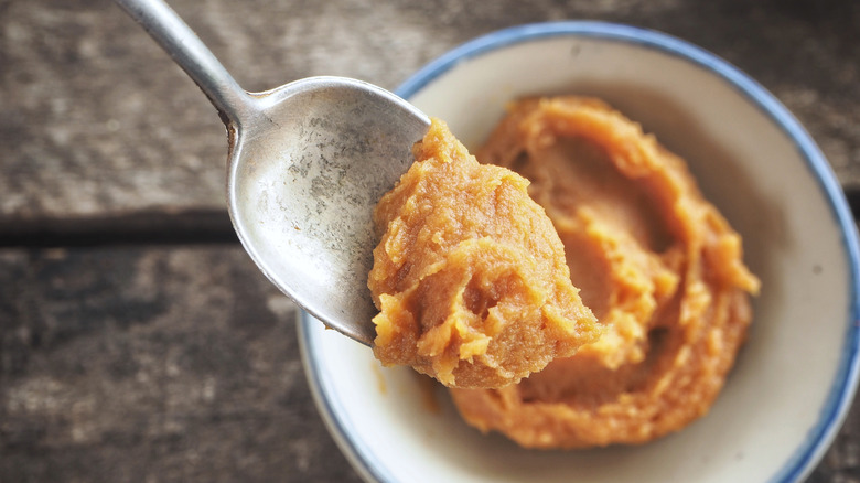 miso paste on spoon