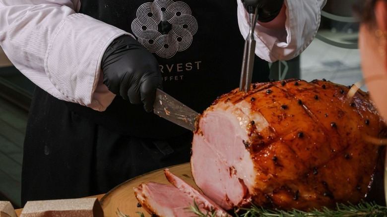 Meat cutting at the Harvest Buffet