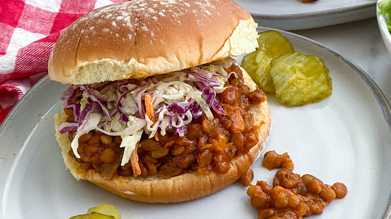 lentil sloppy joe with pickles