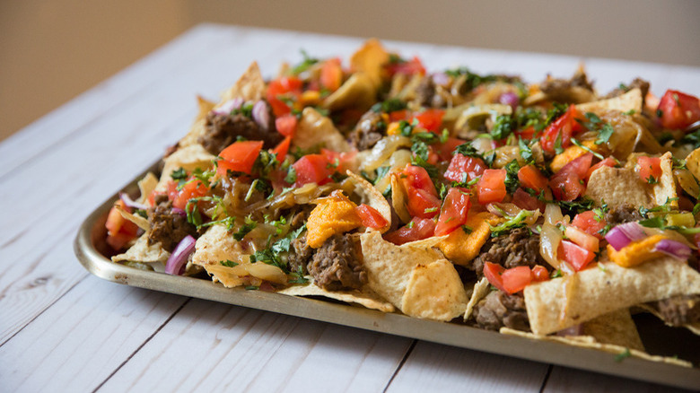 lentil nachos with toppings