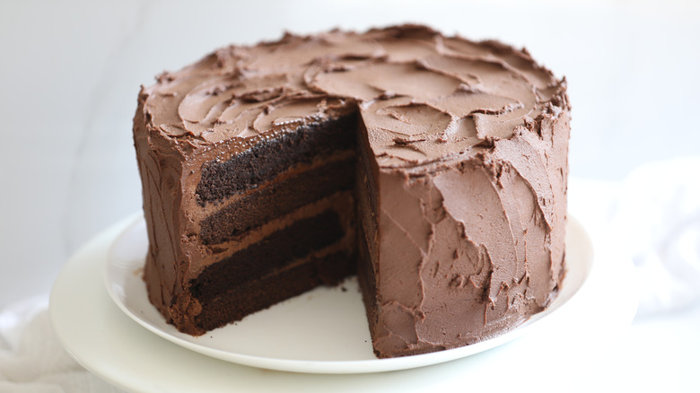 Chocolate layer cake with frosting